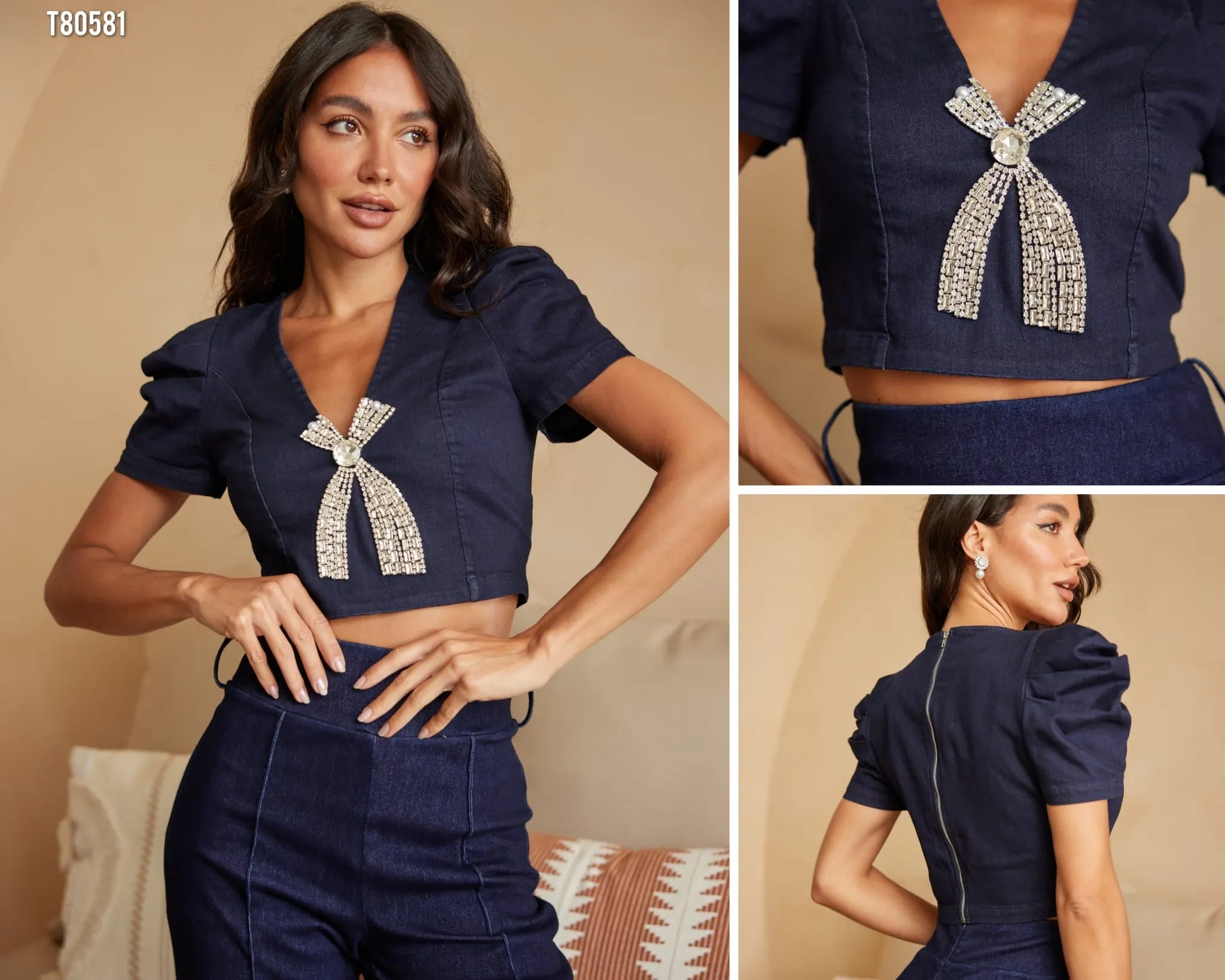 Denim Bow Top