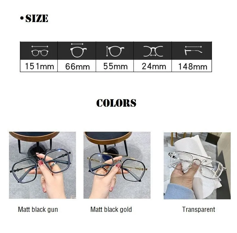 Double Beam Square Myopia Glasses  Men Women Retro  Anti Blue Ligh Nearsighted Prescription  Computer Eyeglasses