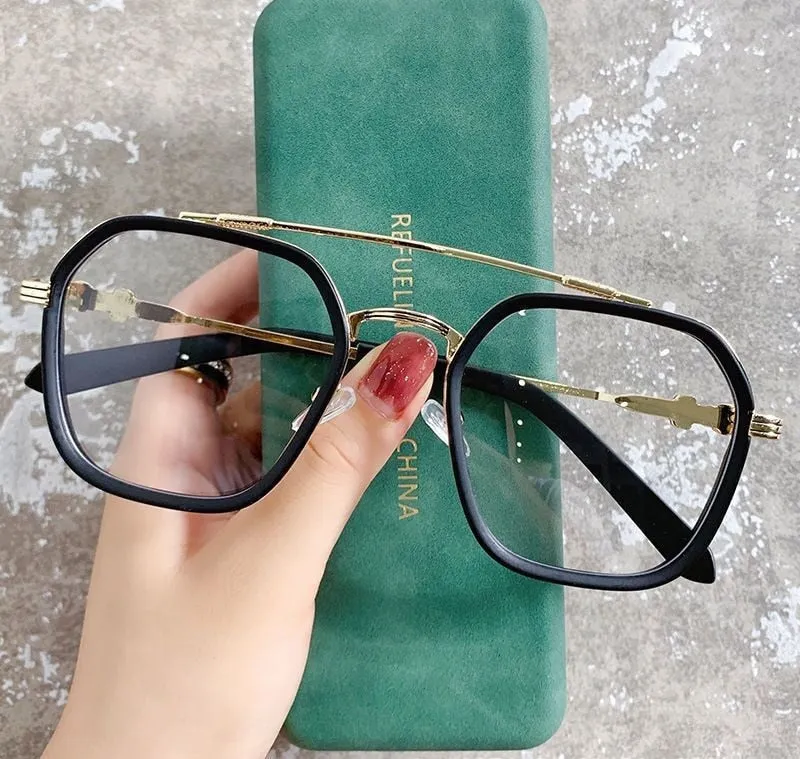 Double Beam Square Myopia Glasses  Men Women Retro  Anti Blue Ligh Nearsighted Prescription  Computer Eyeglasses