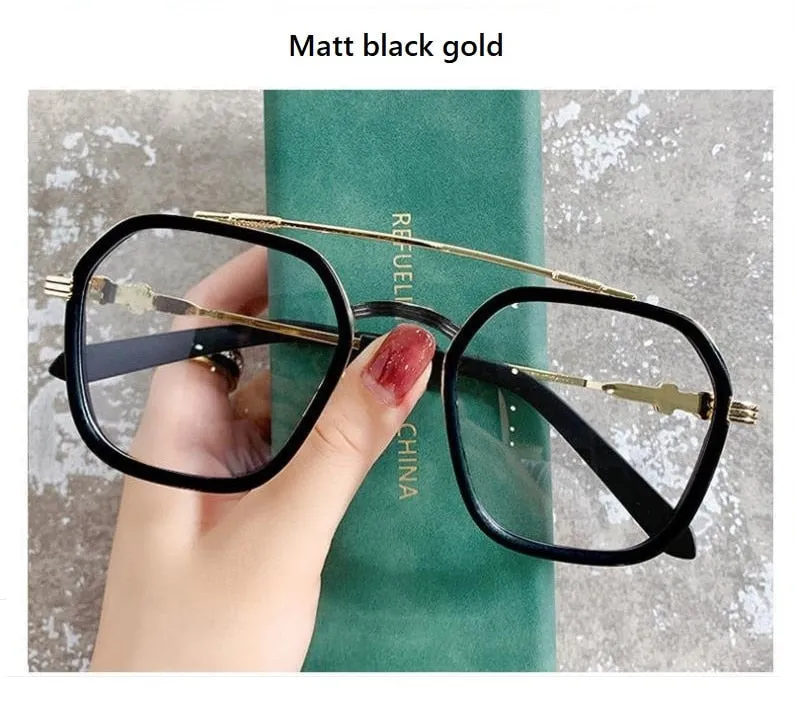 Double Beam Square Myopia Glasses  Men Women Retro  Anti Blue Ligh Nearsighted Prescription  Computer Eyeglasses