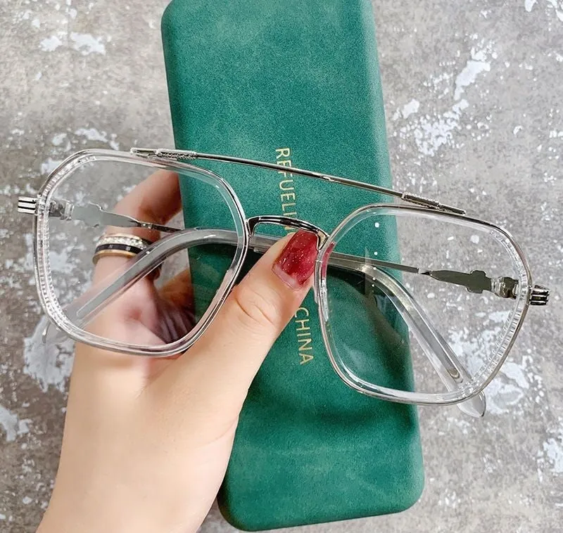 Double Beam Square Myopia Glasses  Men Women Retro  Anti Blue Ligh Nearsighted Prescription  Computer Eyeglasses