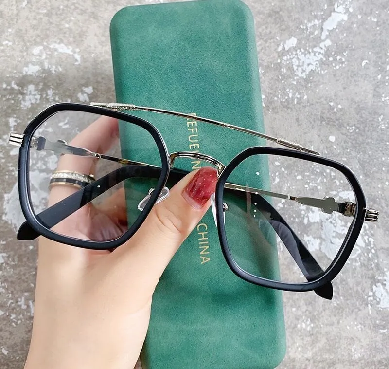 Double Beam Square Myopia Glasses  Men Women Retro  Anti Blue Ligh Nearsighted Prescription  Computer Eyeglasses