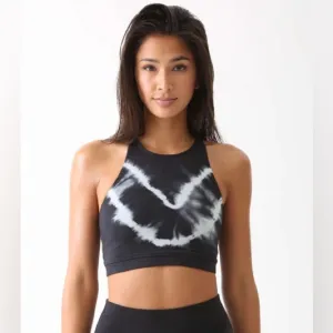 Electric &amp; Rose Onyx Cloud Chevron Crop Sports Bra | black tie dye