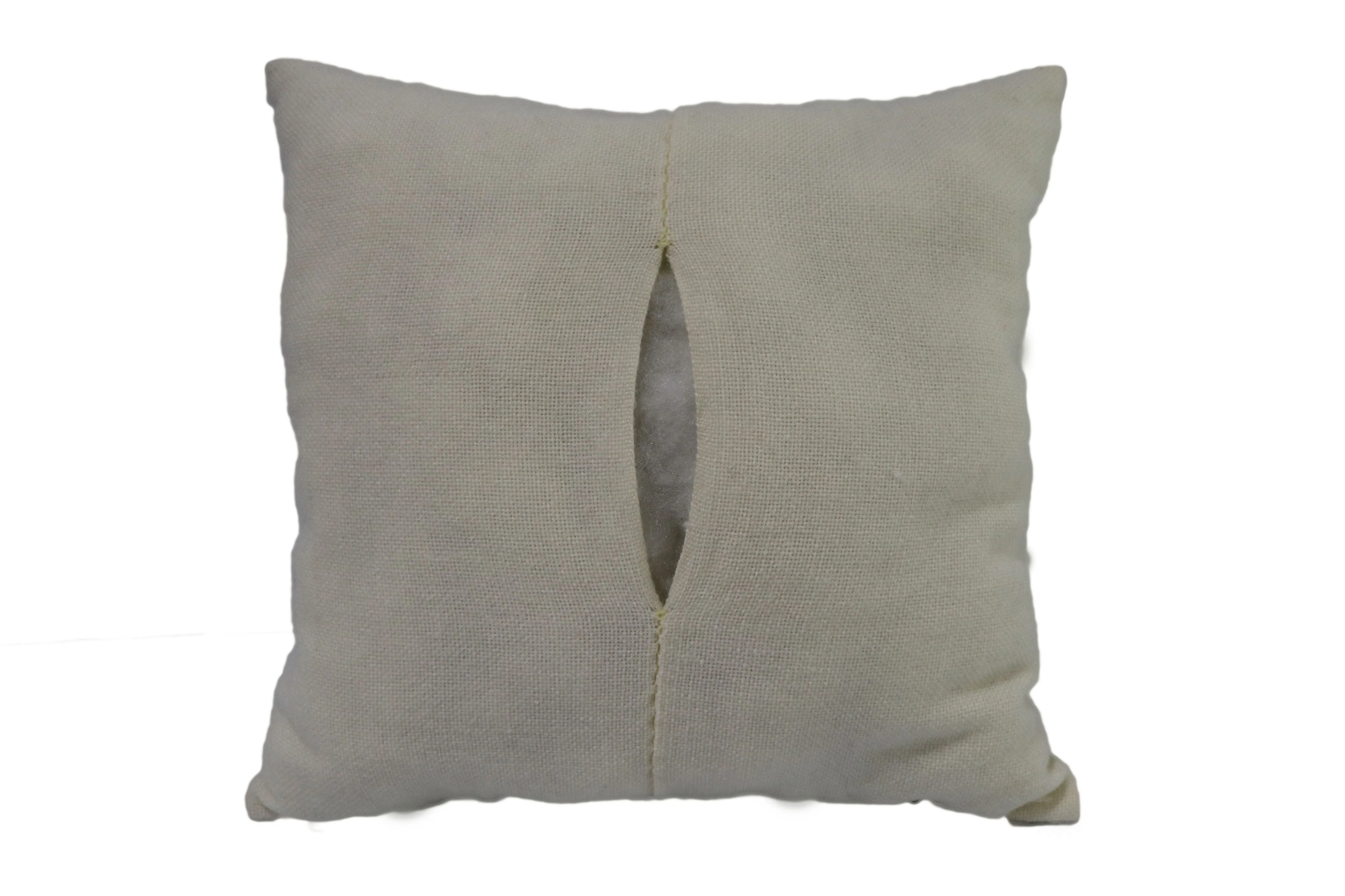 Embroidered Cushion, Pillow Cover Moche Mochica Culture Deity 16" L x 16.5" W White.