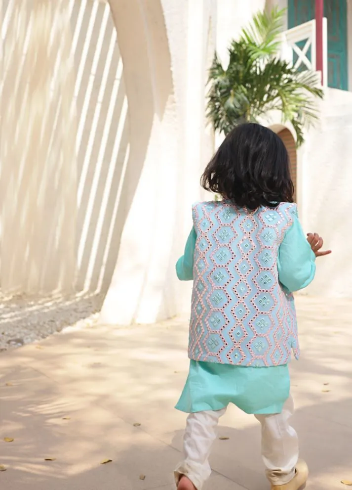 Embroidered Jacket with Kurta and Pant