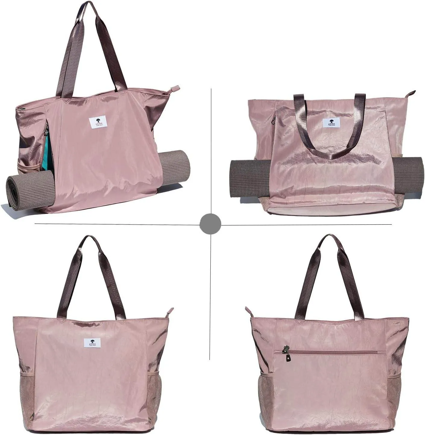 ESVAN Yoga Mat Bag Yoga Tote Carrier Shoulder Bag Carryall Tote for Office,Yoga,Pilates,Travel,Beach and Gym