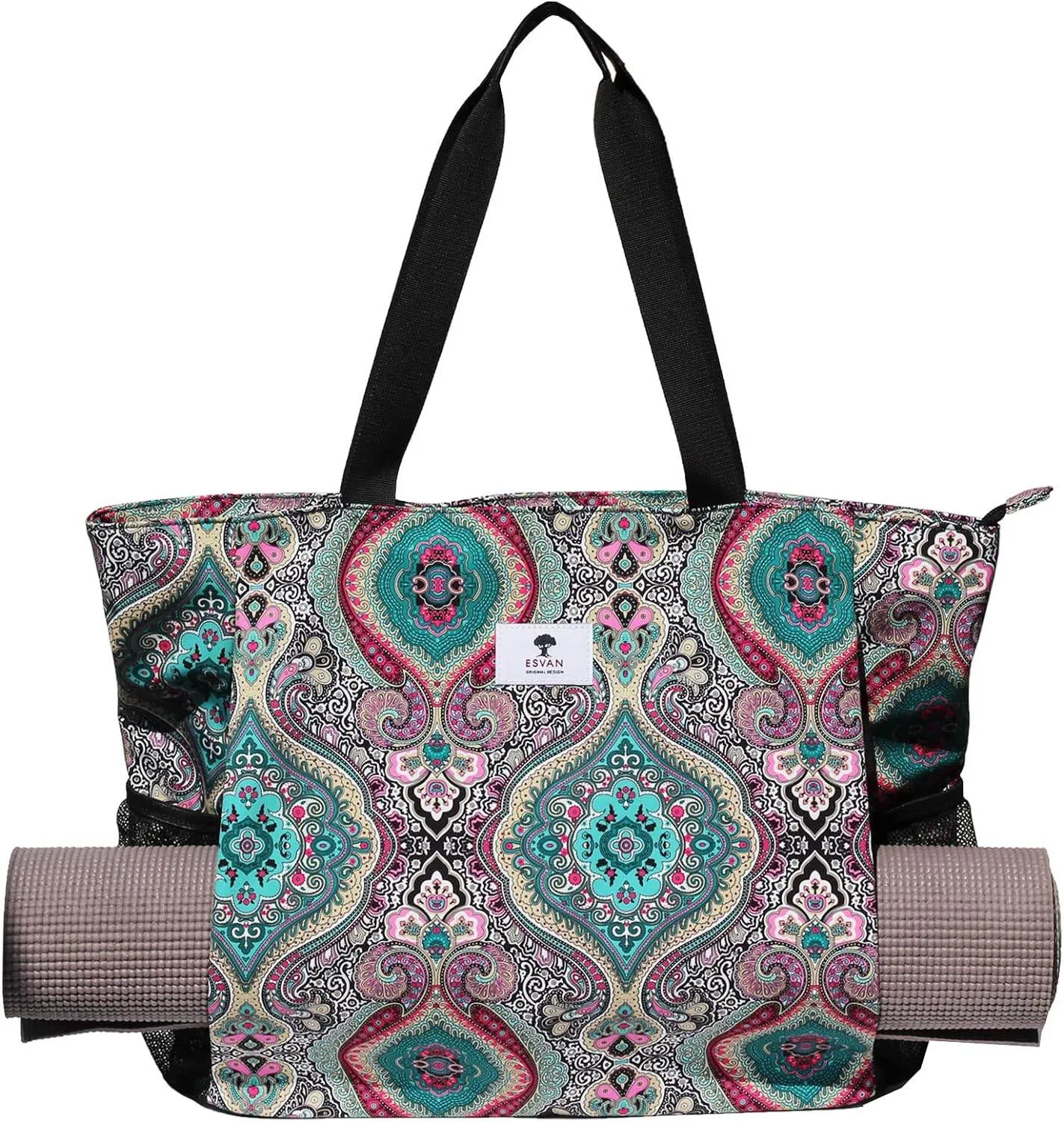ESVAN Yoga Mat Bag Yoga Tote Carrier Shoulder Bag Carryall Tote for Office,Yoga,Pilates,Travel,Beach and Gym