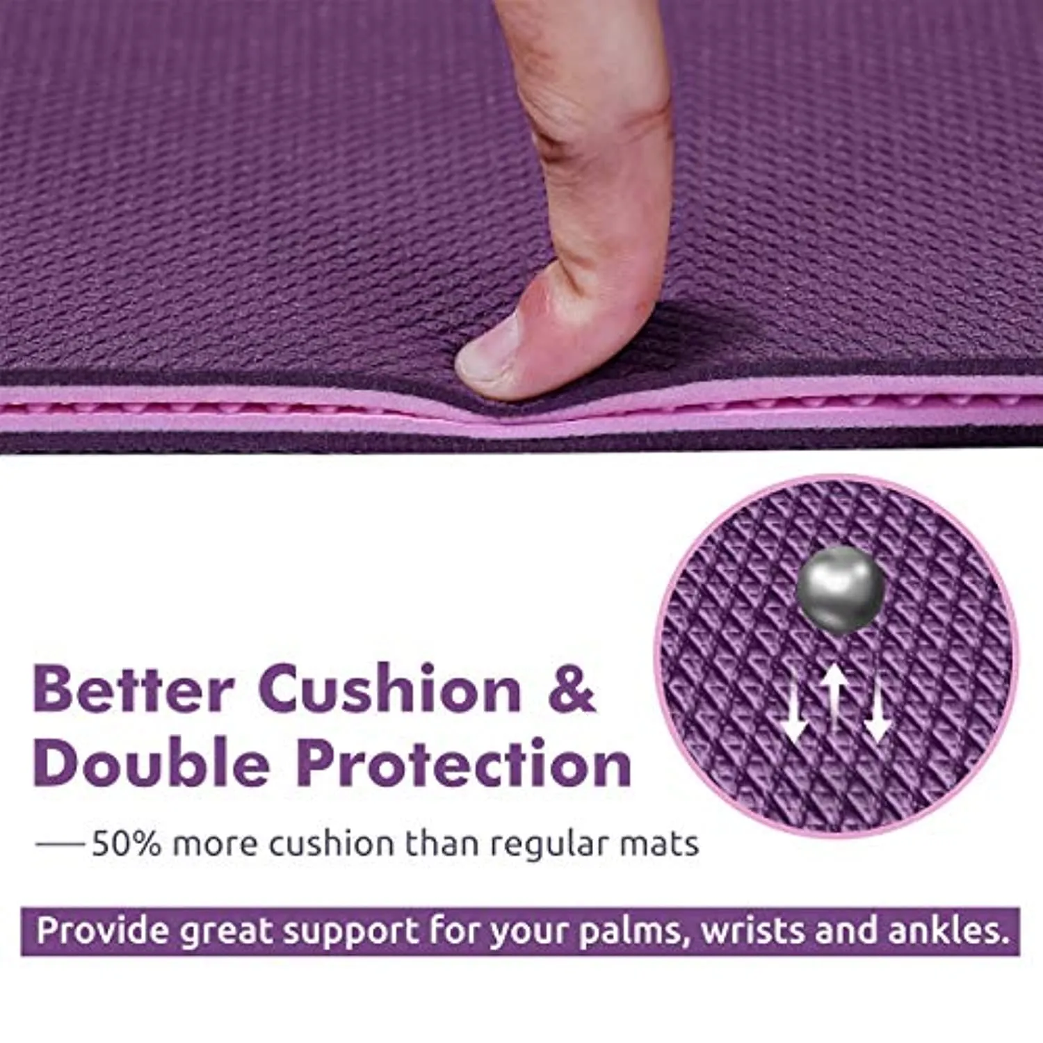 Ewedoos Yoga Mat Non Slip TPE Yoga Mats Exercise Mat Eco Friendly Workout Mat for Yoga, Pilates and Floor Exercise Thick Fitness Mat Carry Strap Included