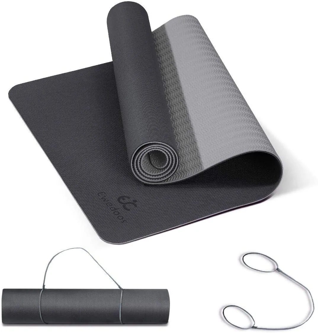 Ewedoos Yoga Mat Non Slip TPE Yoga Mats Exercise Mat Eco Friendly Workout Mat for Yoga, Pilates and Floor Exercise Thick Fitness Mat Carry Strap Included