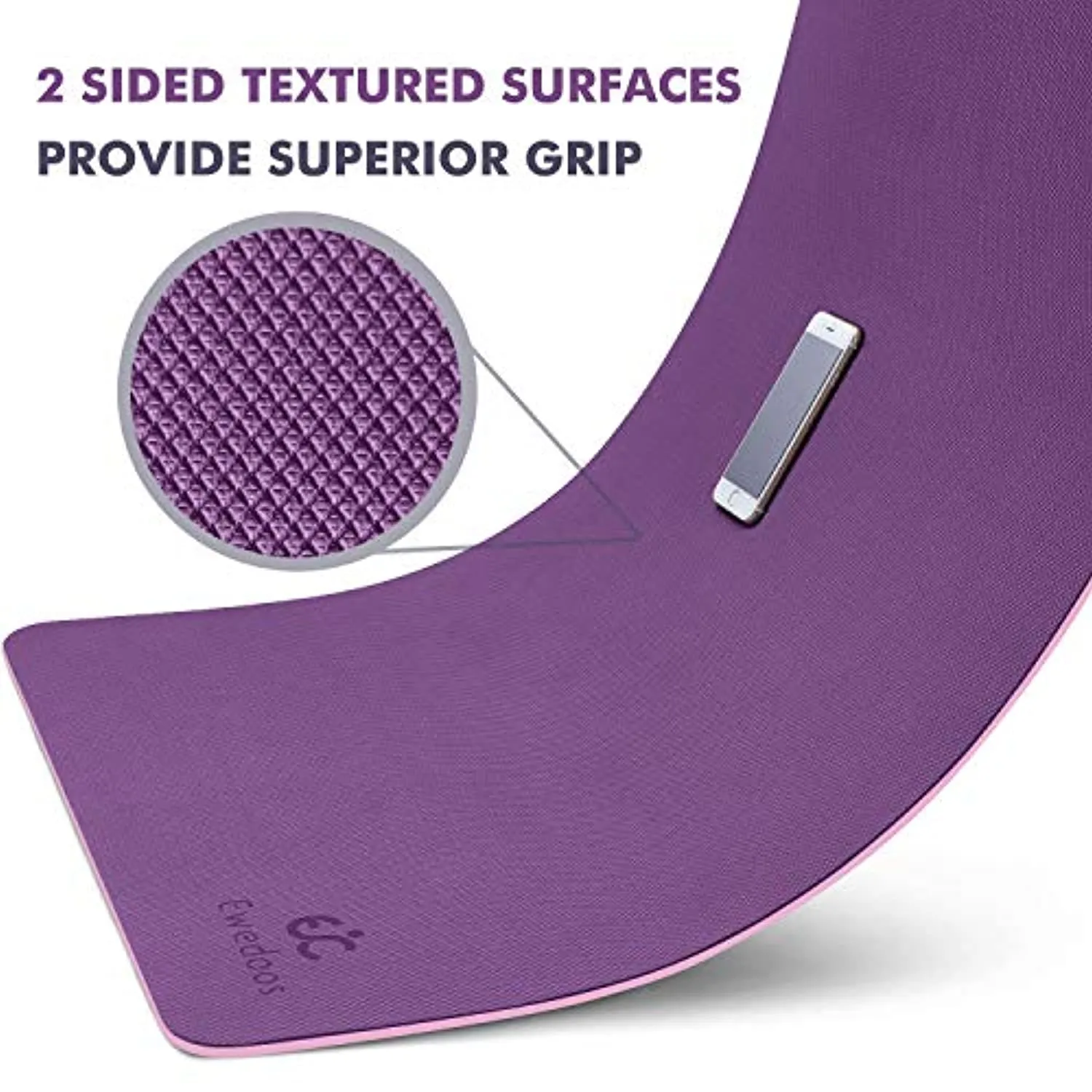 Ewedoos Yoga Mat Non Slip TPE Yoga Mats Exercise Mat Eco Friendly Workout Mat for Yoga, Pilates and Floor Exercise Thick Fitness Mat Carry Strap Included