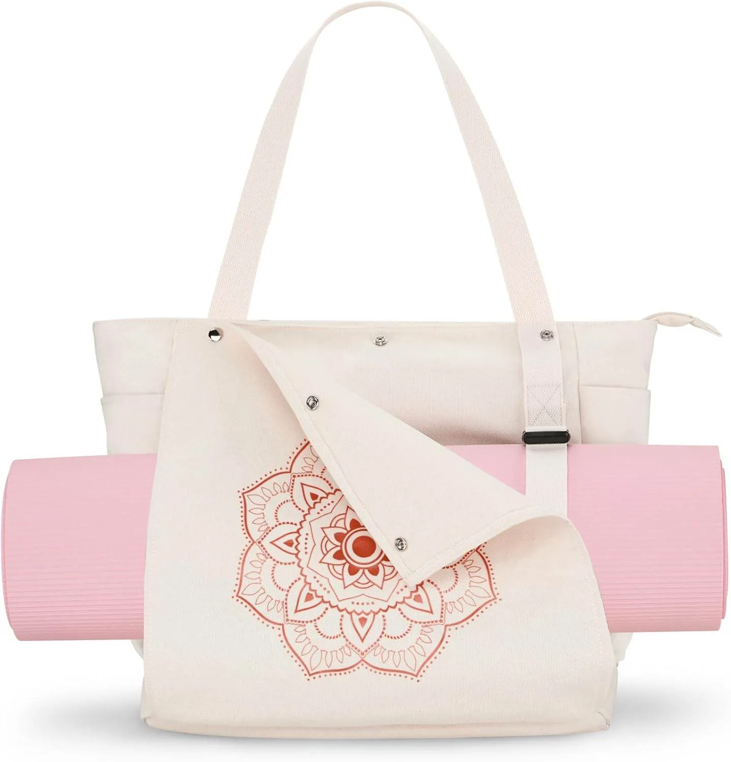 Gonex Yoga Mat Bag, Yoga Gym Bag Tote Bag with Multi Pockets For Women Men, Canvas Yoga Mat Carrier Take in Out Mat Easily For Pilates Travel Workout Office