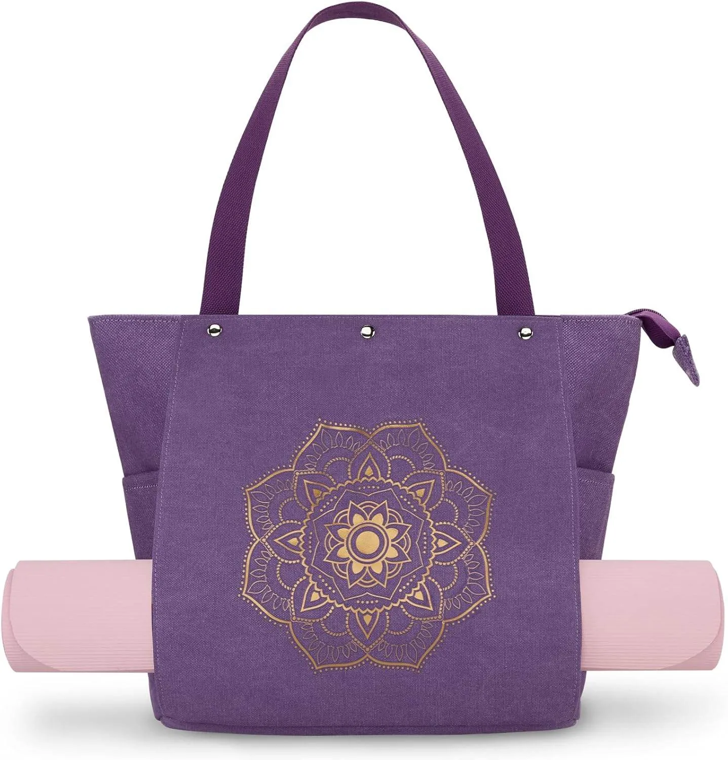 Gonex Yoga Mat Bag, Yoga Gym Bag Tote Bag with Multi Pockets For Women Men, Canvas Yoga Mat Carrier Take in Out Mat Easily For Pilates Travel Workout Office