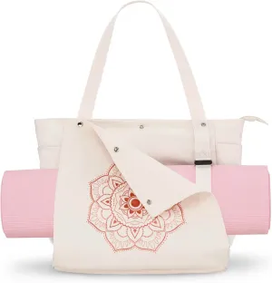 Gonex Yoga Mat Bag, Yoga Gym Bag Tote Bag with Multi Pockets For Women Men, Canvas Yoga Mat Carrier Take in Out Mat Easily For Pilates Travel Workout Office