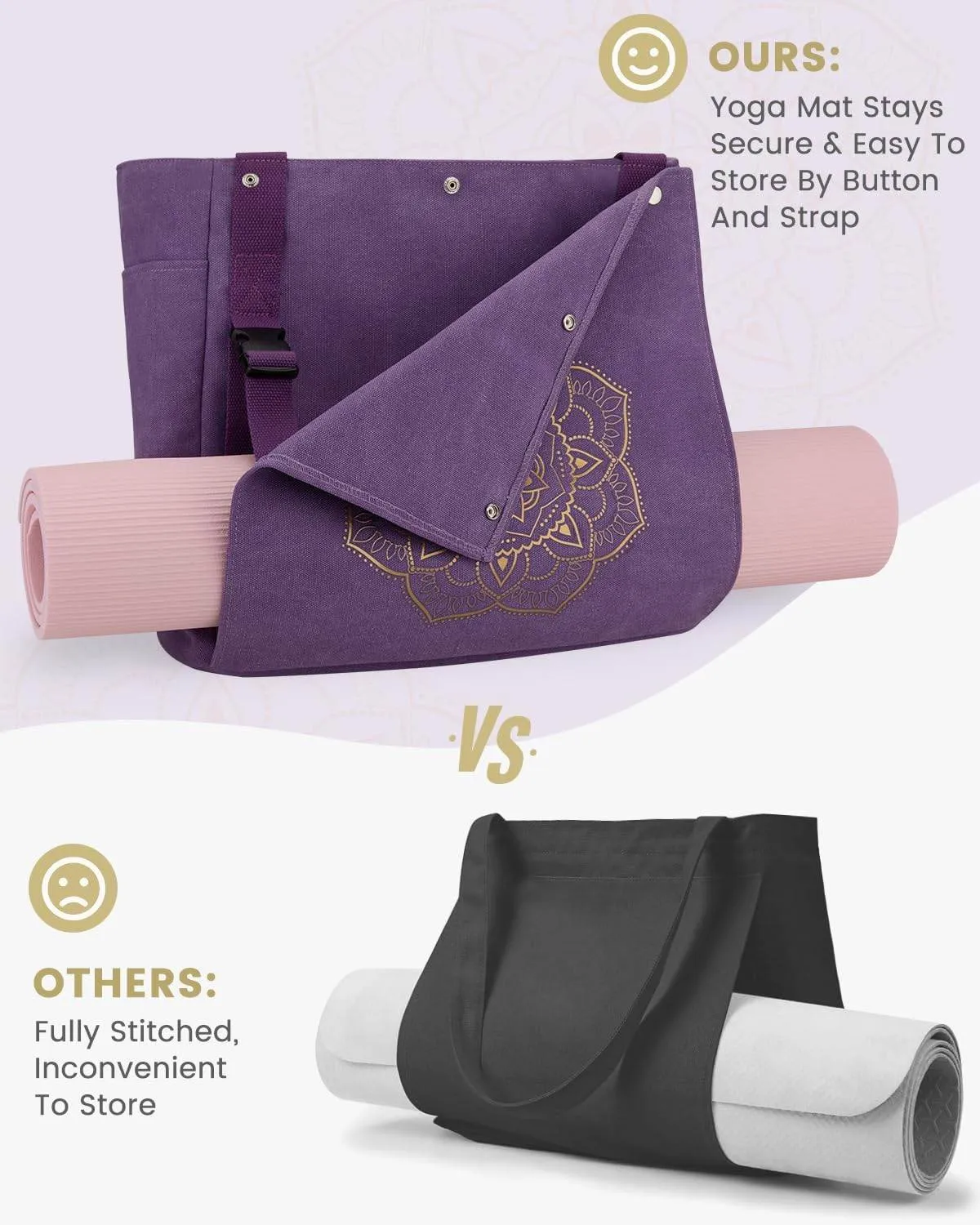 Gonex Yoga Mat Bag, Yoga Gym Bag Tote Bag with Multi Pockets For Women Men, Canvas Yoga Mat Carrier Take in Out Mat Easily For Pilates Travel Workout Office