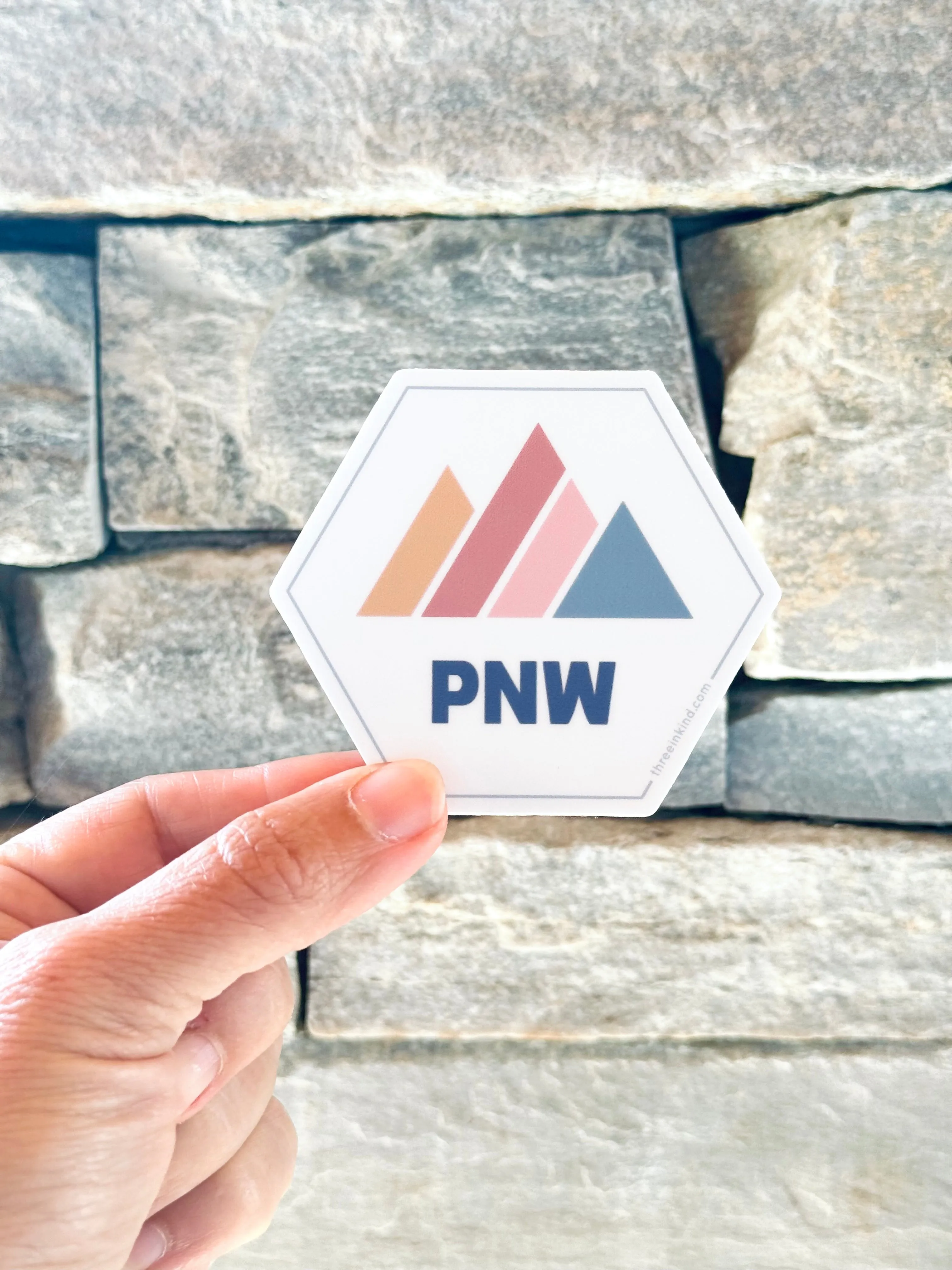 Hexagon PNW Color Block Mountains 3” Sticker / Decal