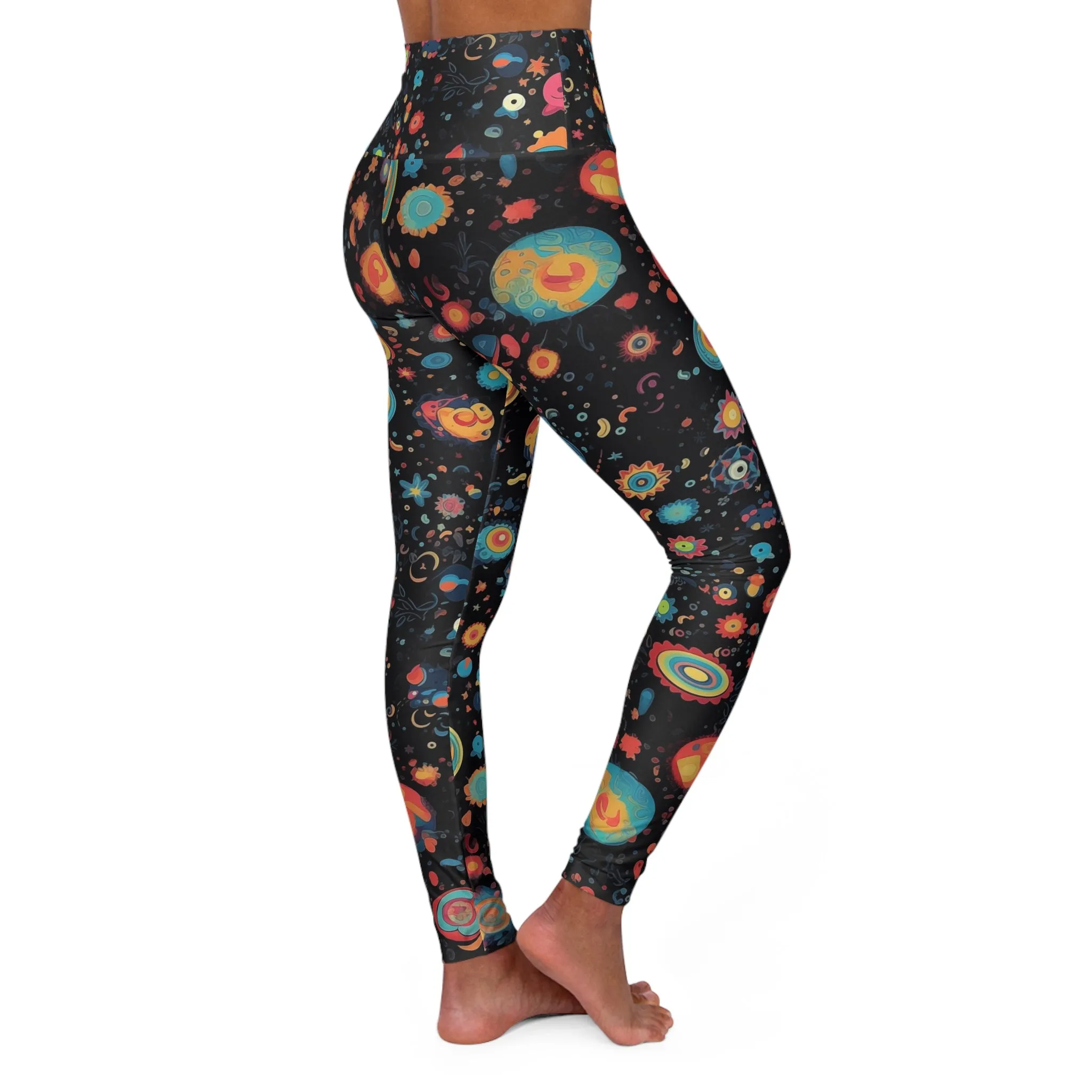 High Waisted Leggings - Peregrine Matsyasana 70s Sci Fi Nebula