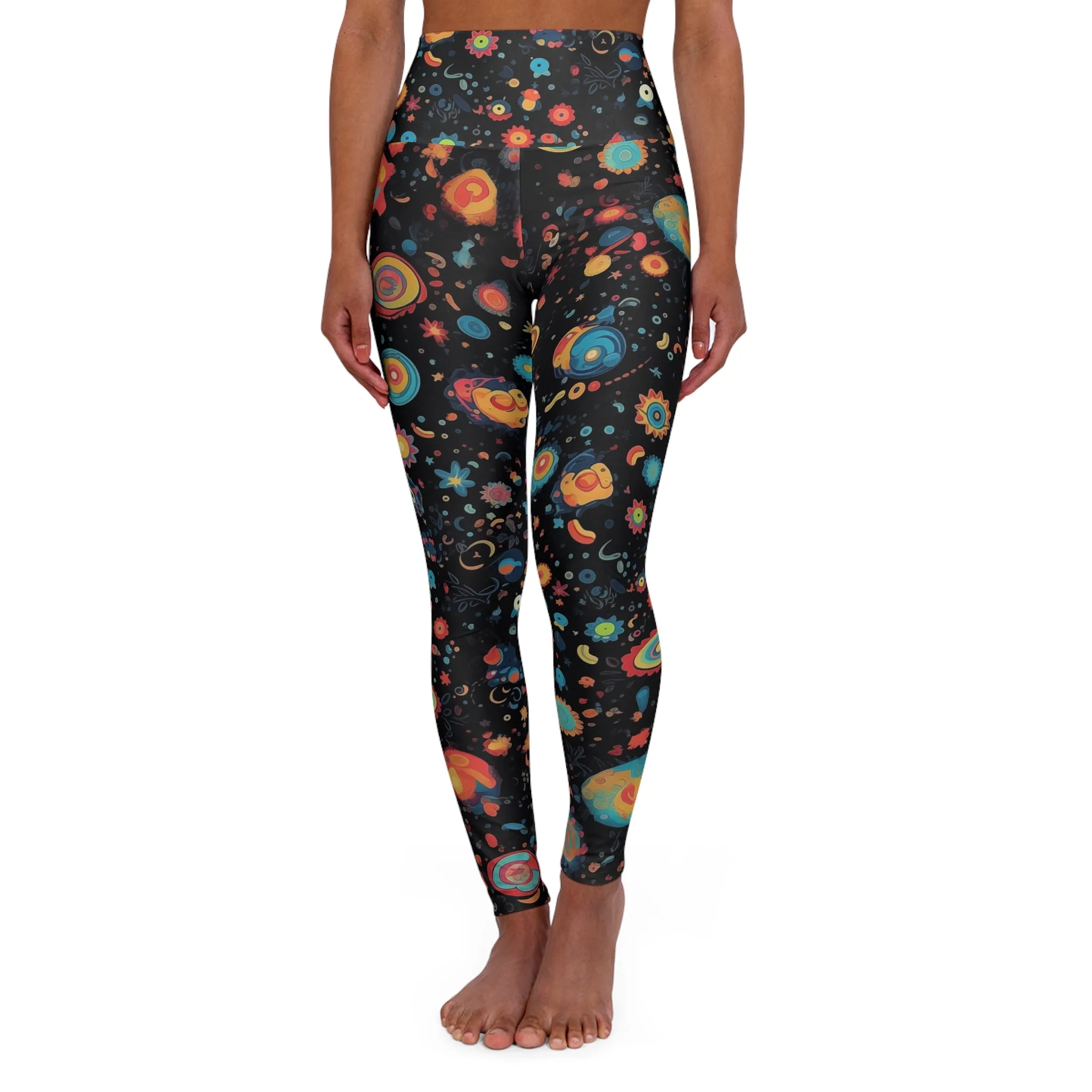 High Waisted Leggings - Peregrine Matsyasana 70s Sci Fi Nebula
