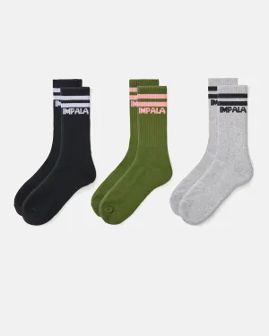 Impala Stripe Socks 3 Pack - Camo