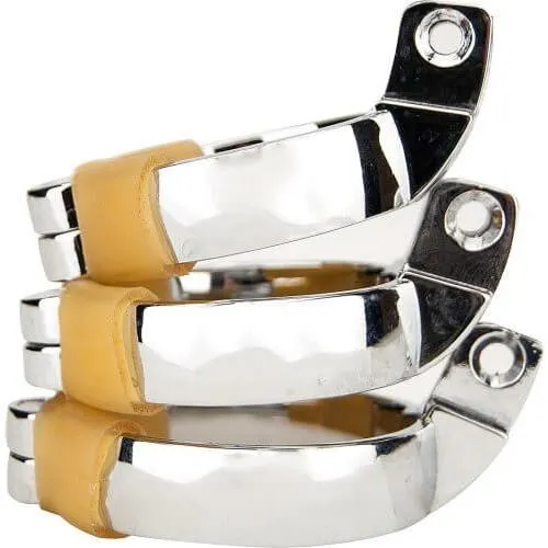 Impound Exhibition Male Chastity Device with Ergonomic Design, 3 Custom Fit Rings, Metal Construction