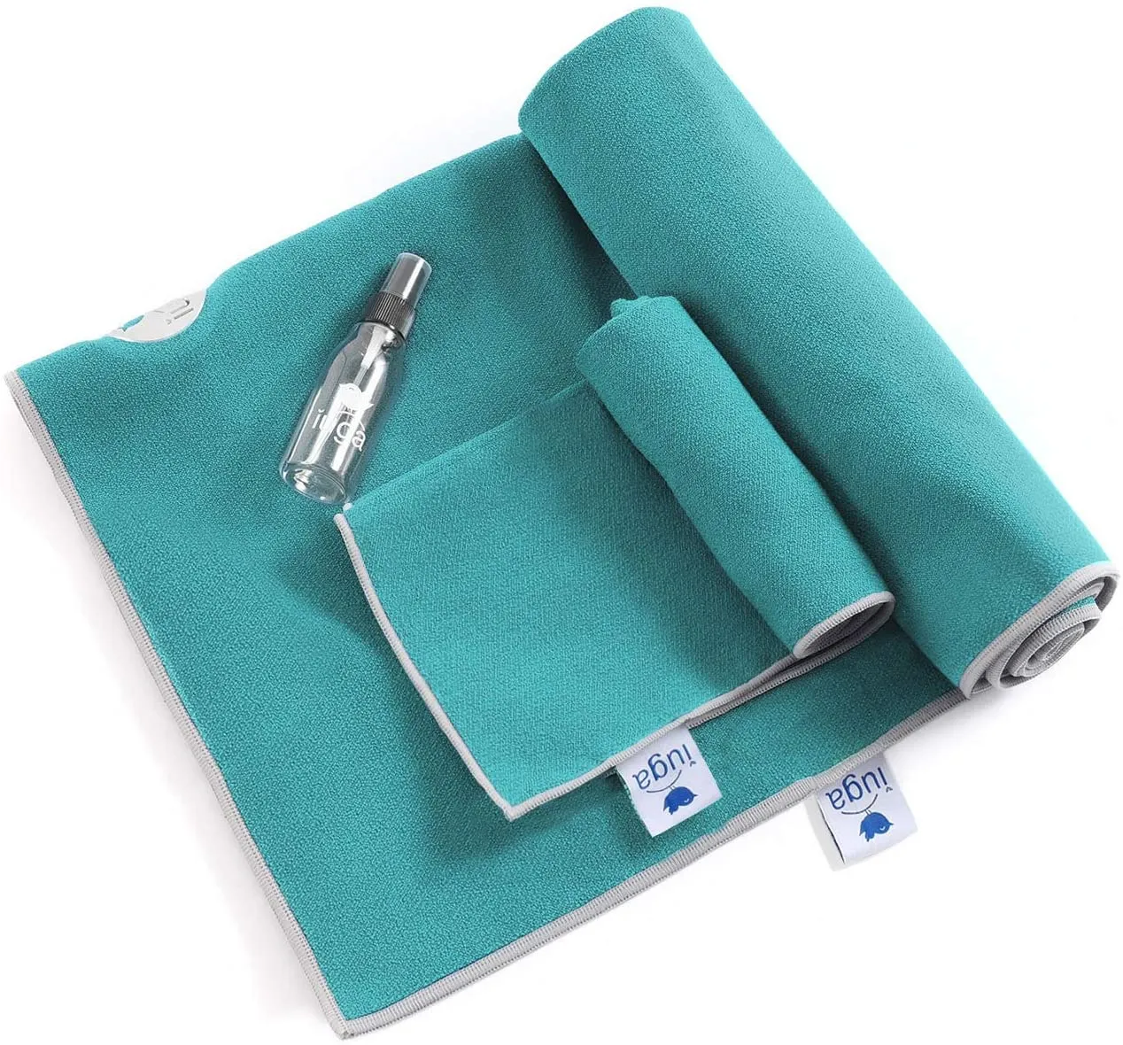 IUGA juego de toalla gruesa y caliente para yoga   toalla de mano (2 en 1), con bolsillos en las esquinas para prevenir resbalones, 100% microfibra, extra grande, antiderrapante, muy absorbente y de secado rápido 72x26 pulgadas