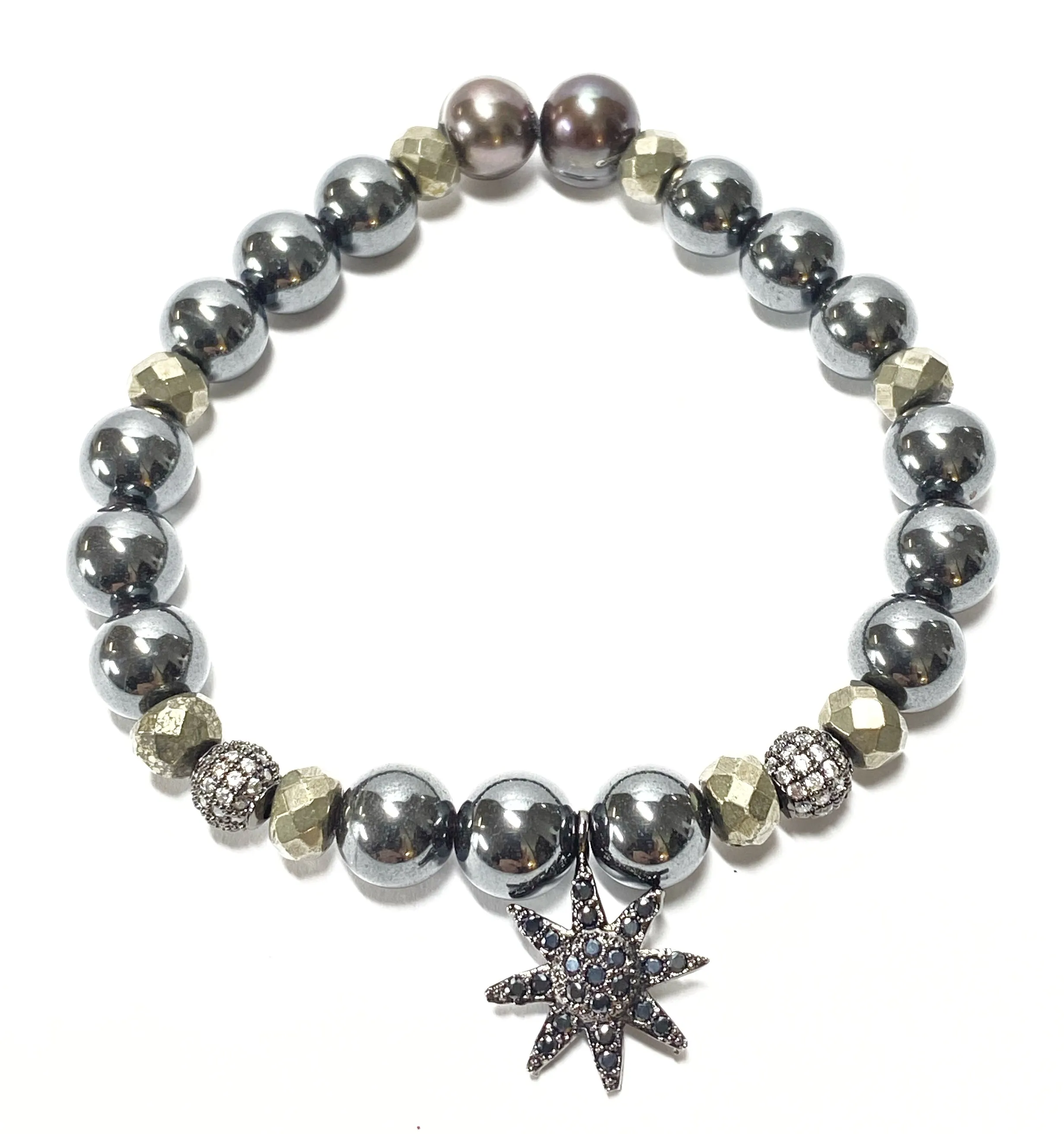 Ivory Peacock Pearl Stretch Layering Bracelets