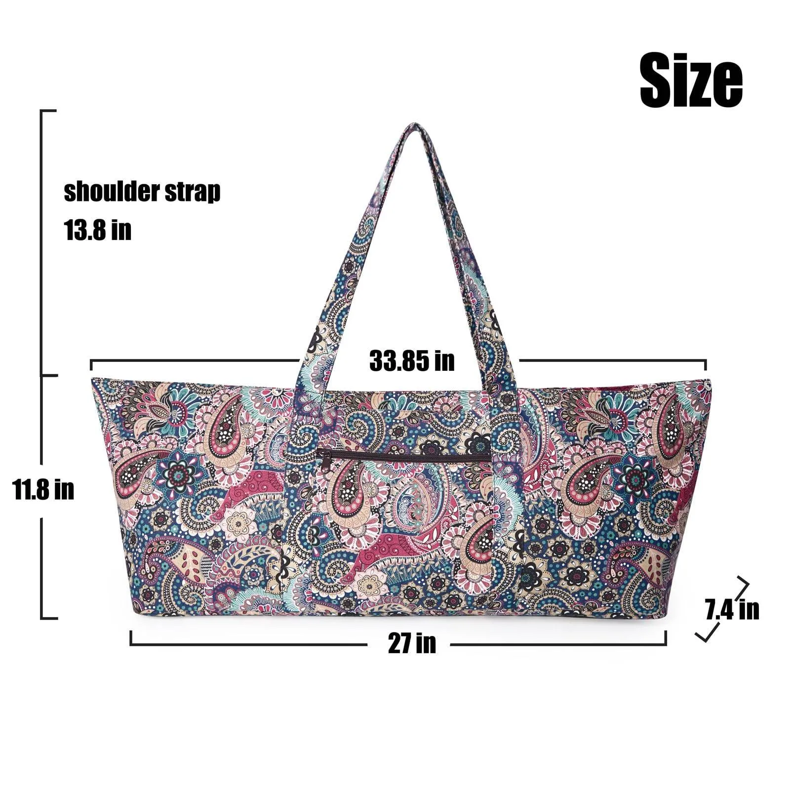 IwIeIaIrI Flower Pattern zipper yoga Mat Bag Duffle Bag Large Multipurpose Exercise Yoga Mat Bag and Yoga Mat tote bag Strap Zipper Pockets