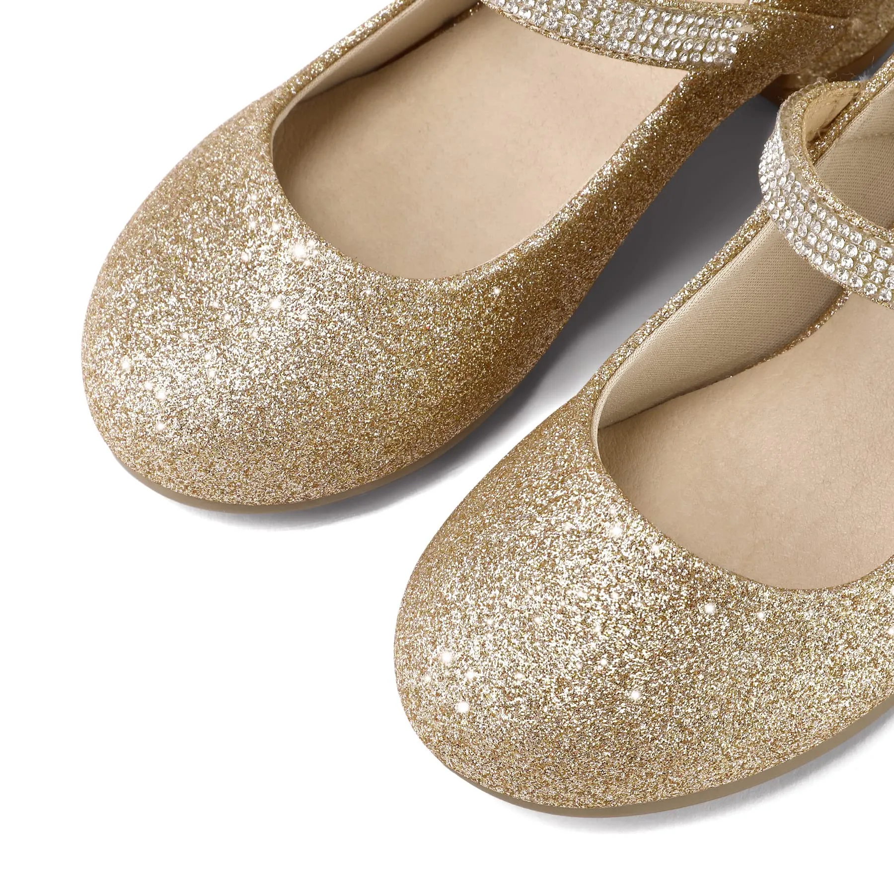 Kids Dress Shoes-Low Heel Rhinestone Lace-Up Mary Janes