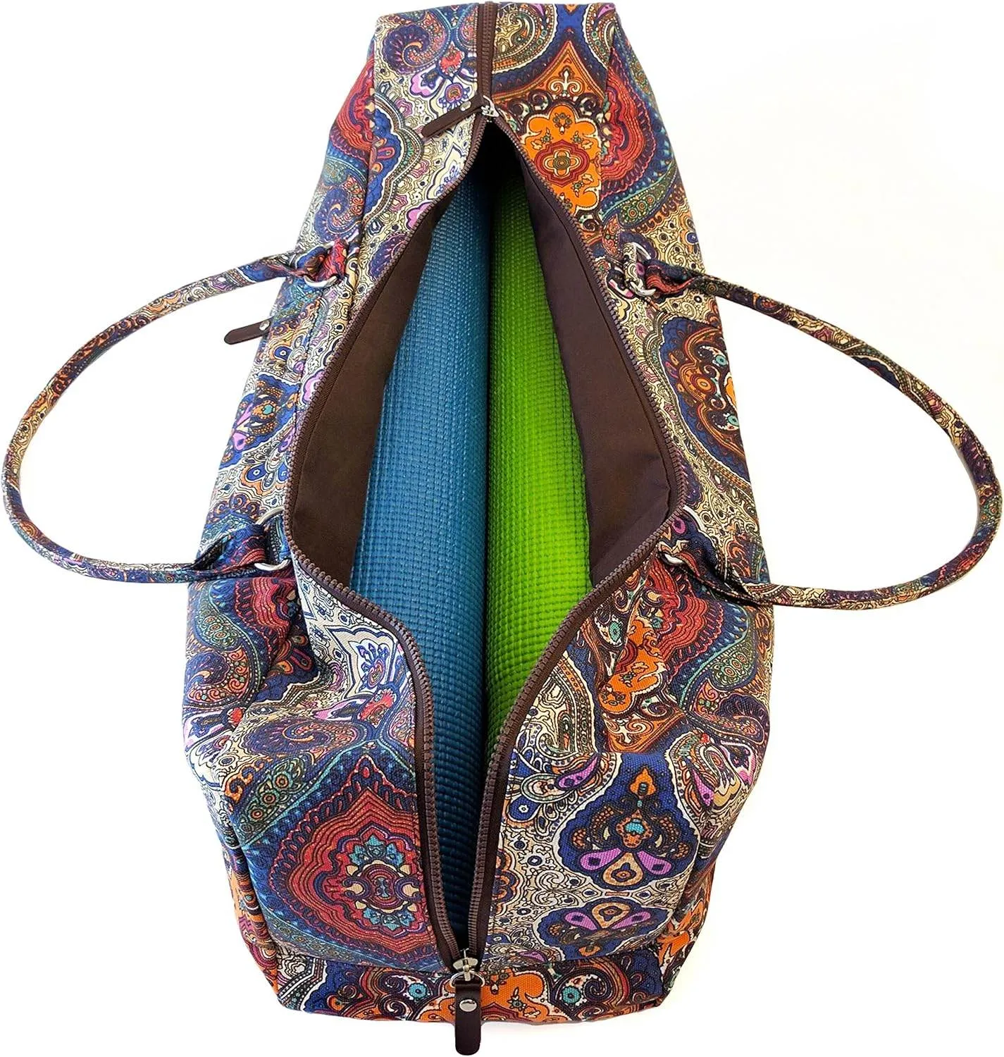 Kindfolk Yoga Mat Duffle Bag Patterned Canvas with Pocket and Zipper