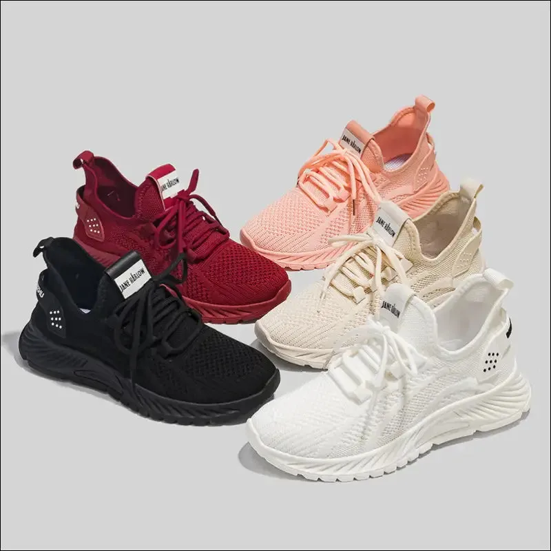 Lace-Up Mesh Platform Athletic Shoes for Women