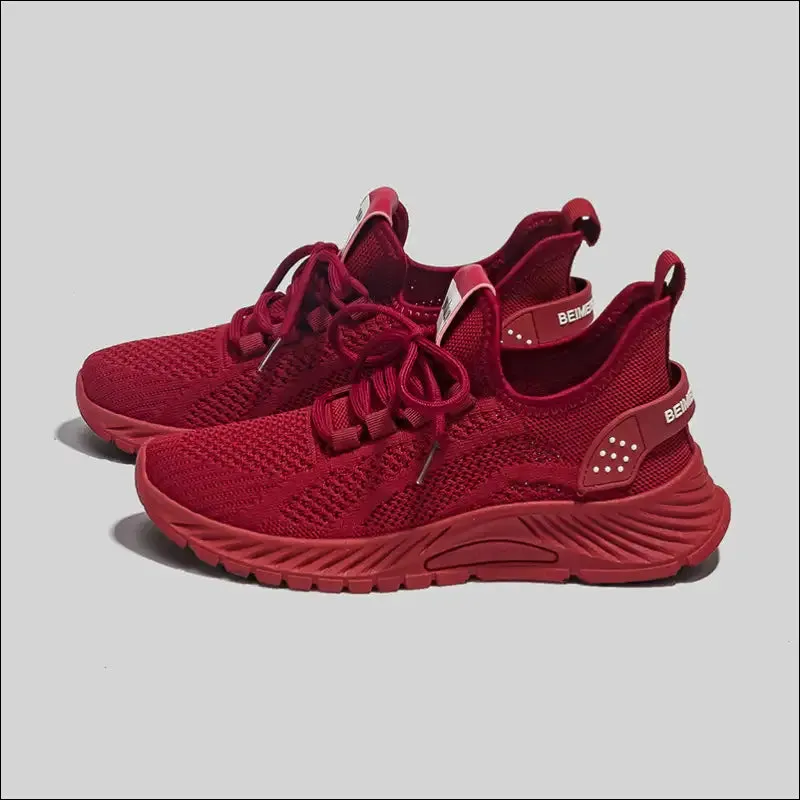 Lace-Up Mesh Platform Athletic Shoes for Women