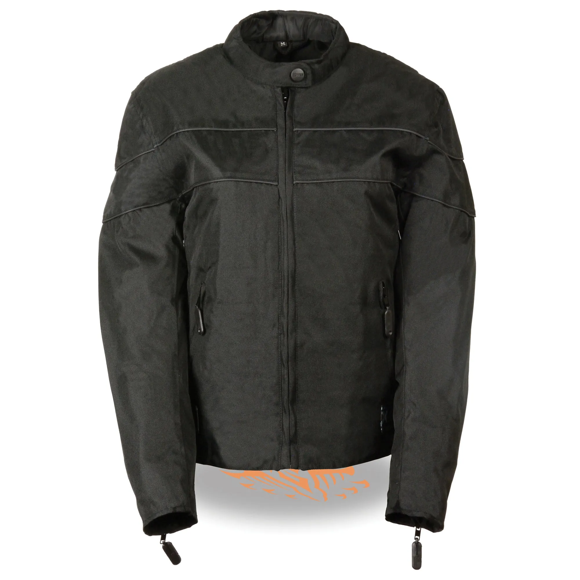 Ladies Lightweight Black Textile Jacket w/ Stretch & Reflective Piping