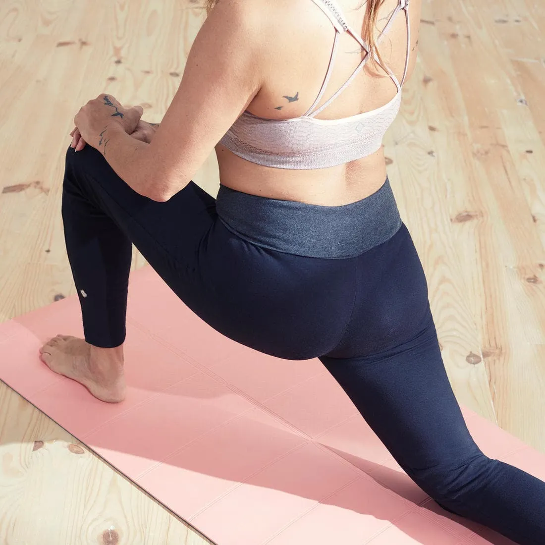 LEGGING COTON YOGA FEMME GRIS / ROSE