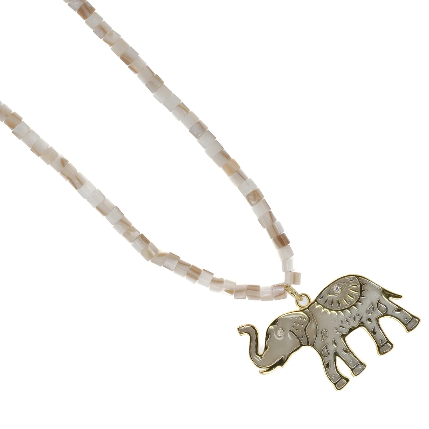 Luck & Prosperity Elephant White Pearl Choker Necklace