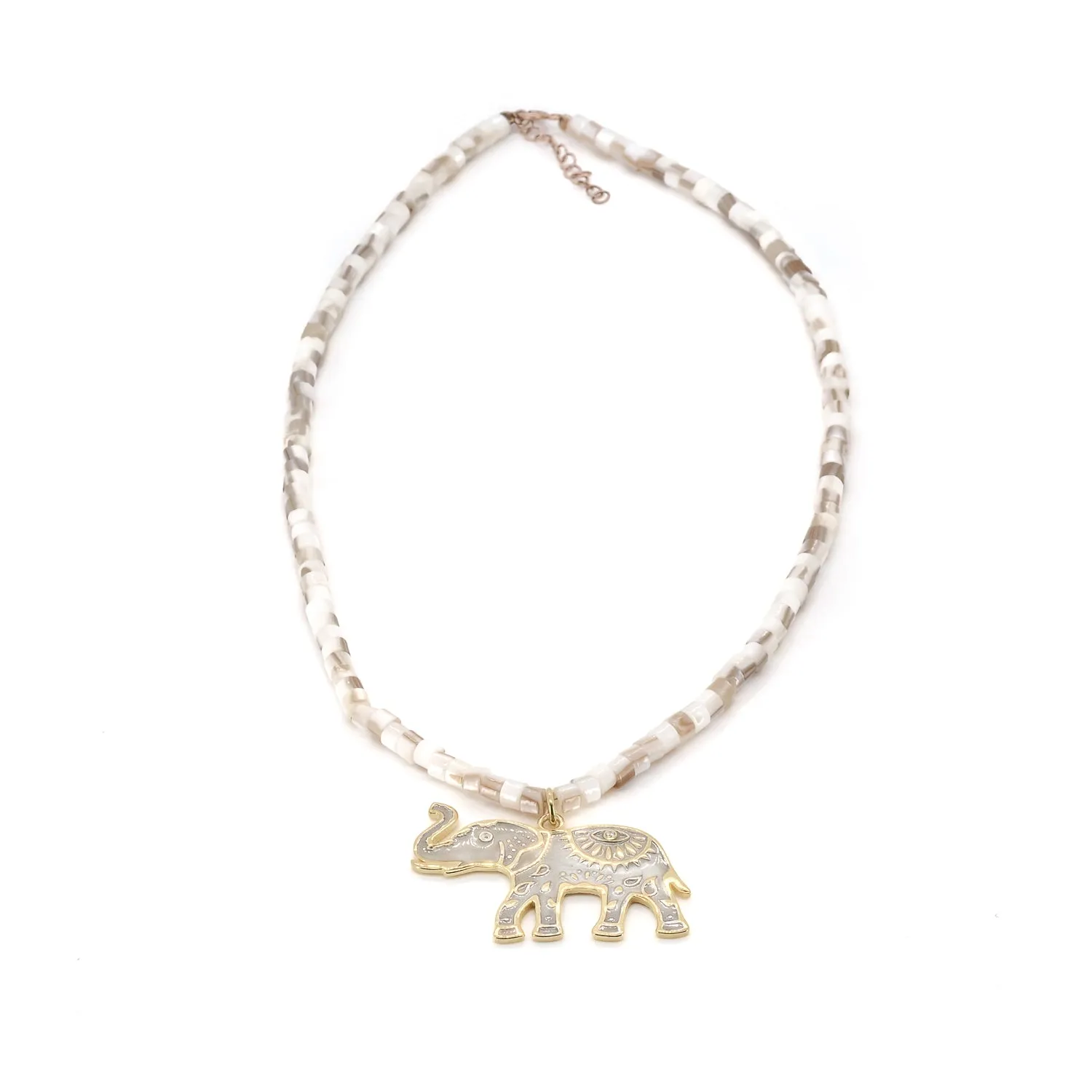Luck & Prosperity Elephant White Pearl Choker Necklace