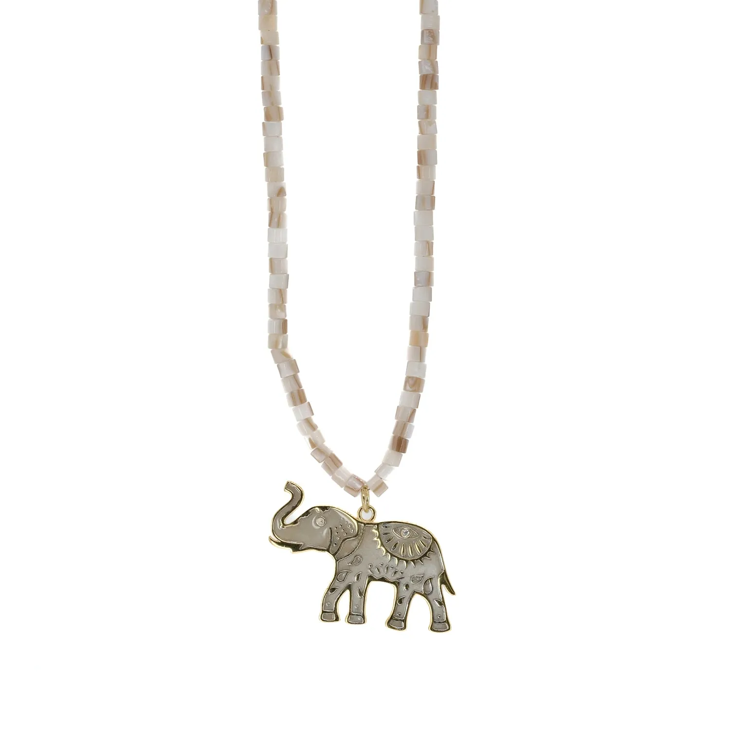 Luck & Prosperity Elephant White Pearl Choker Necklace