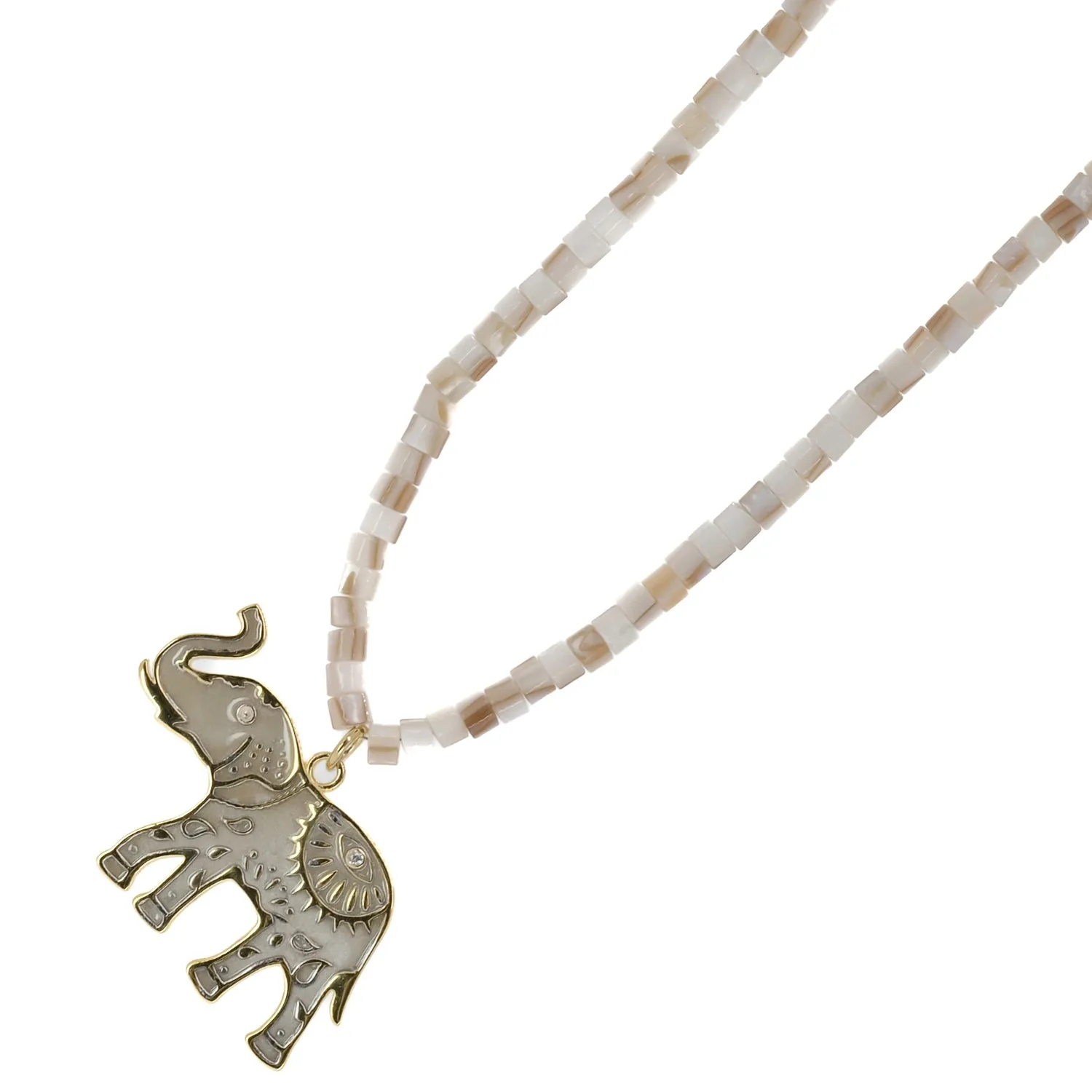 Luck & Prosperity Elephant White Pearl Choker Necklace