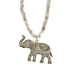 Luck & Prosperity Elephant White Pearl Choker Necklace