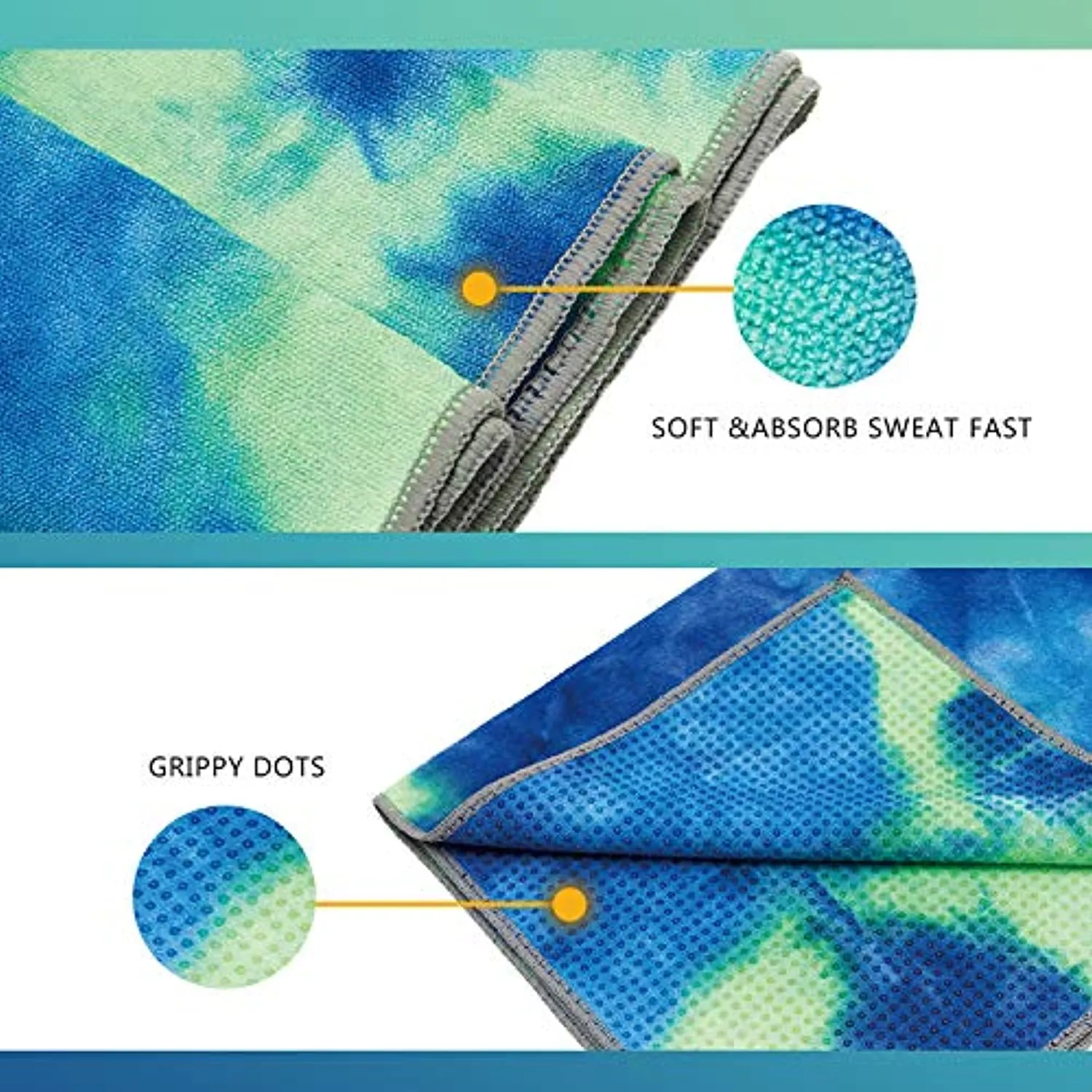 Masdery - Toalla de yoga (71.7 x 24.0 in), diseño de gofres antideslizante de textura antideslizante ideal para gimnasio, yoga caliente y pilates de microfibra sin olor con varios colores