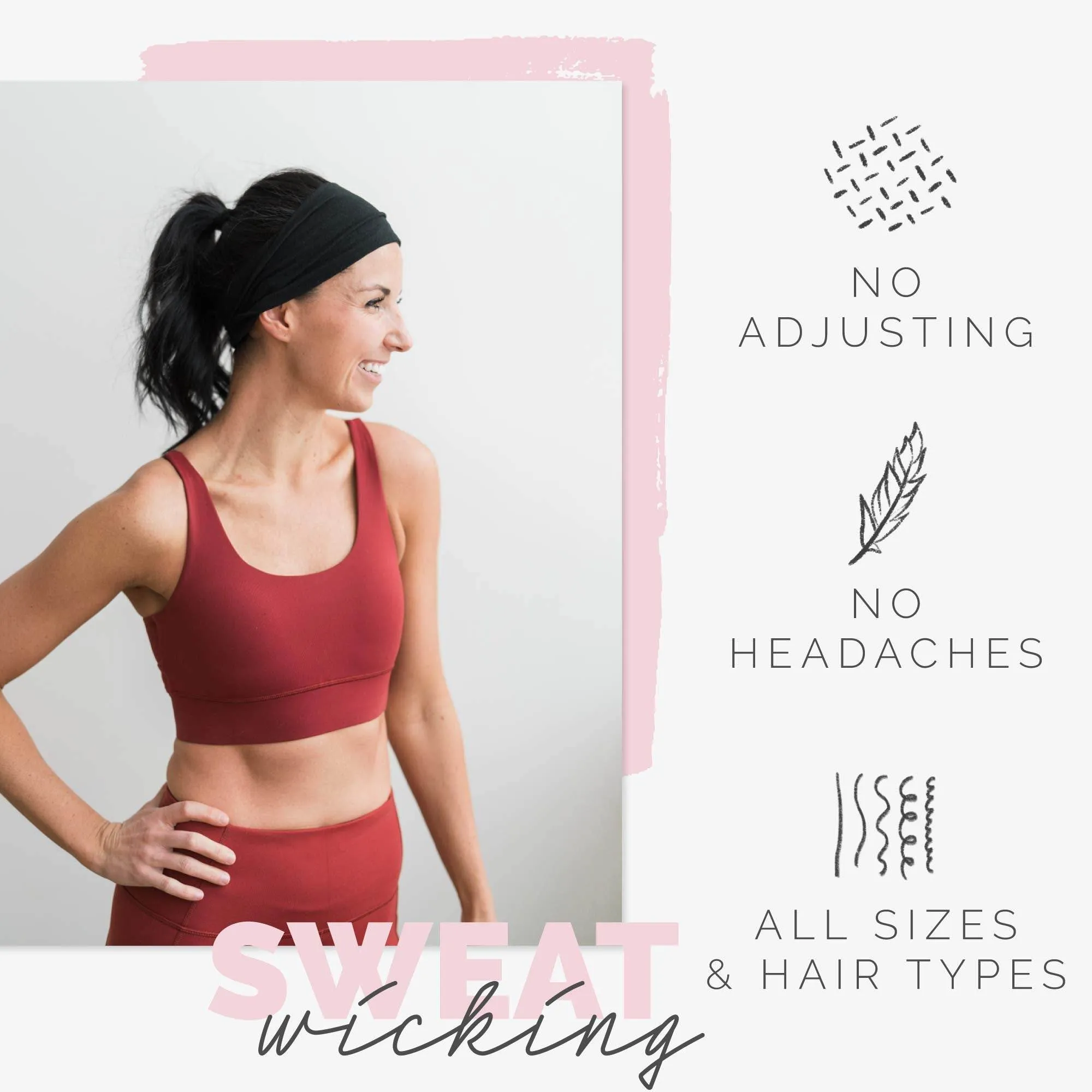 Maven Thread Women's No-Slip Sweat-Wicking Headband for Exercise and Yoga, 4-Pack (Basics)
