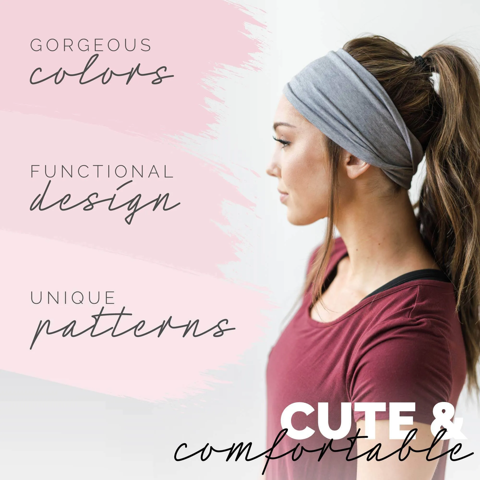Maven Thread Women's No-Slip Sweat-Wicking Headband for Exercise and Yoga, 4-Pack (Basics)