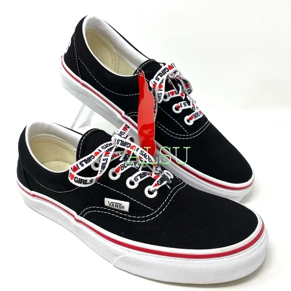 💖MEGA SALE💖VANS ERA I heart ❤️ Black Canvas Men's Size 9.5 13 VN0A4U39WKU