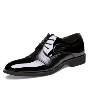 Men Dress Shoes Crocodile Grain PU Leather Men Shoes Oxfords Flats Spring High Quality Leather Shoes Business Dress Men Shoes