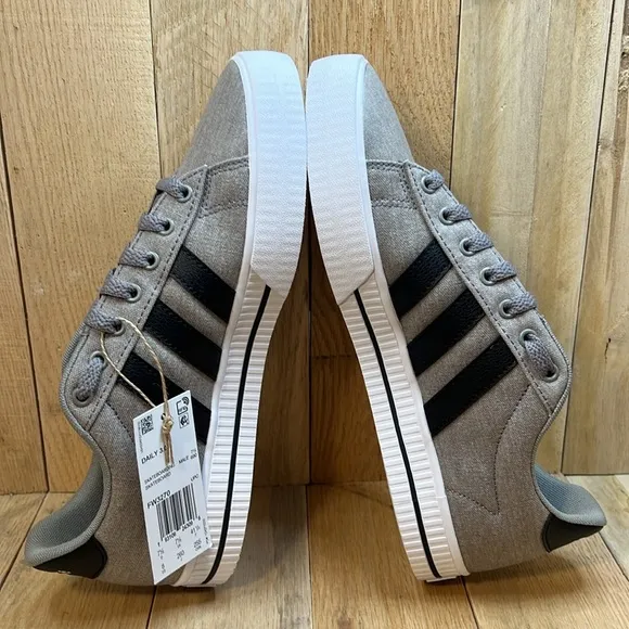Men's Adidas Gray, Black, and White Daily 3.0 Skateboarding Shoes