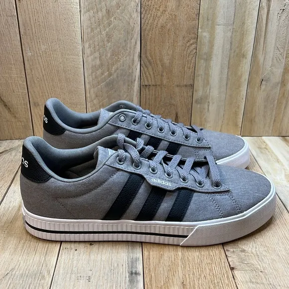 Men's Adidas Gray, Black, and White Daily 3.0 Skateboarding Shoes