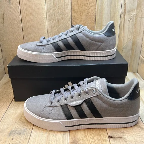 Men's Adidas Gray, Black, and White Daily 3.0 Skateboarding Shoes