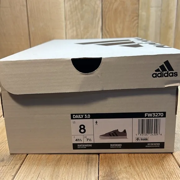 Men's Adidas Gray, Black, and White Daily 3.0 Skateboarding Shoes