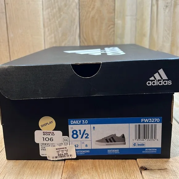 Men's Adidas Gray, Black, and White Daily 3.0 Skateboarding Shoes
