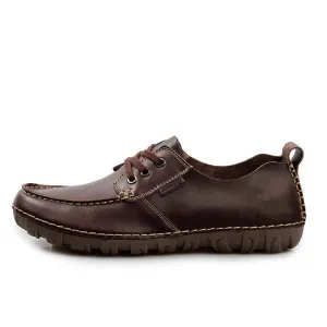 Mens Flats Split Leather Casual Soft Men's Shoes Brown Autumn Moccasin Handmade Man Sapatos Social Shoes