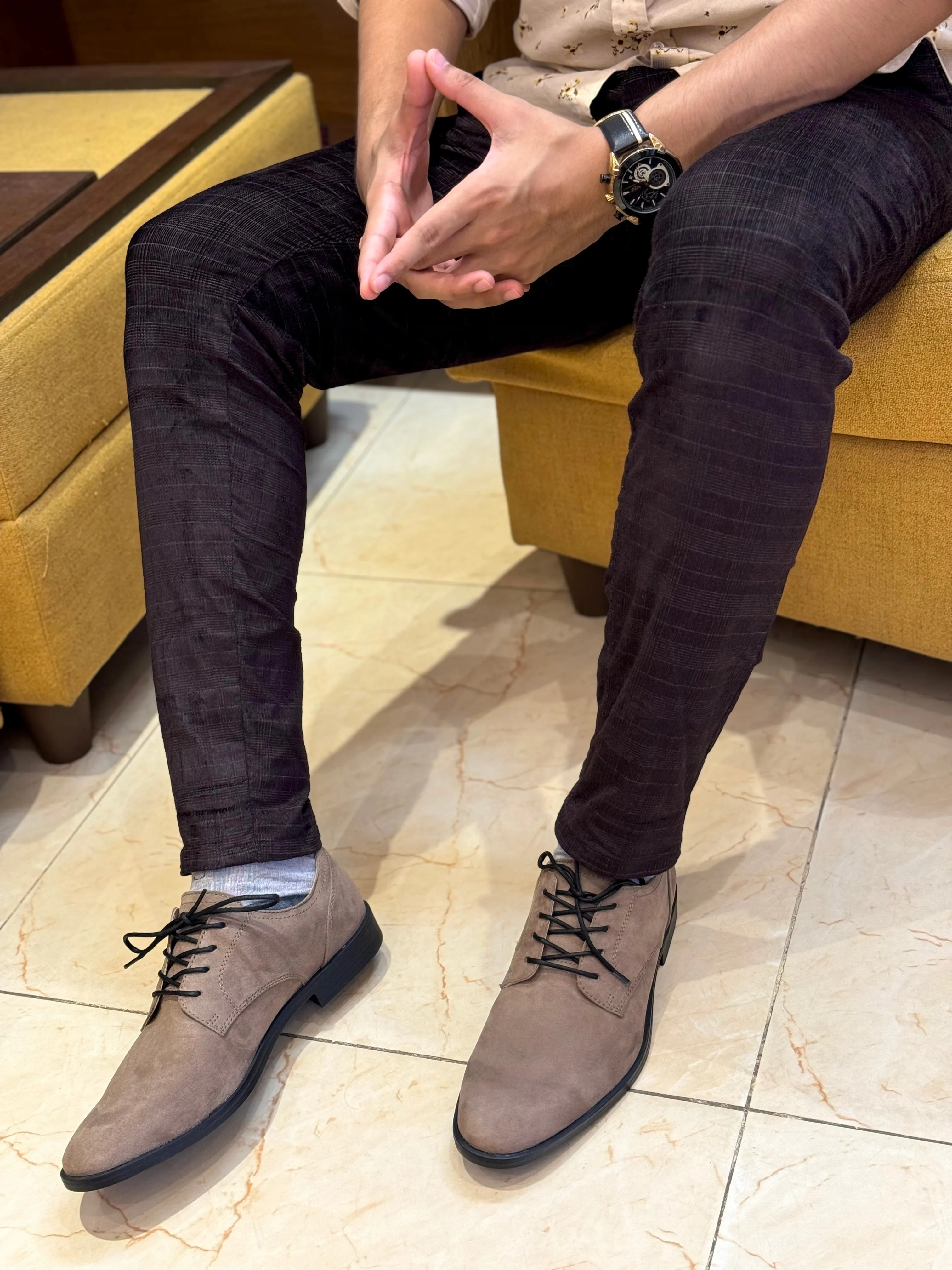 Mens Lace Up Shoes - beige