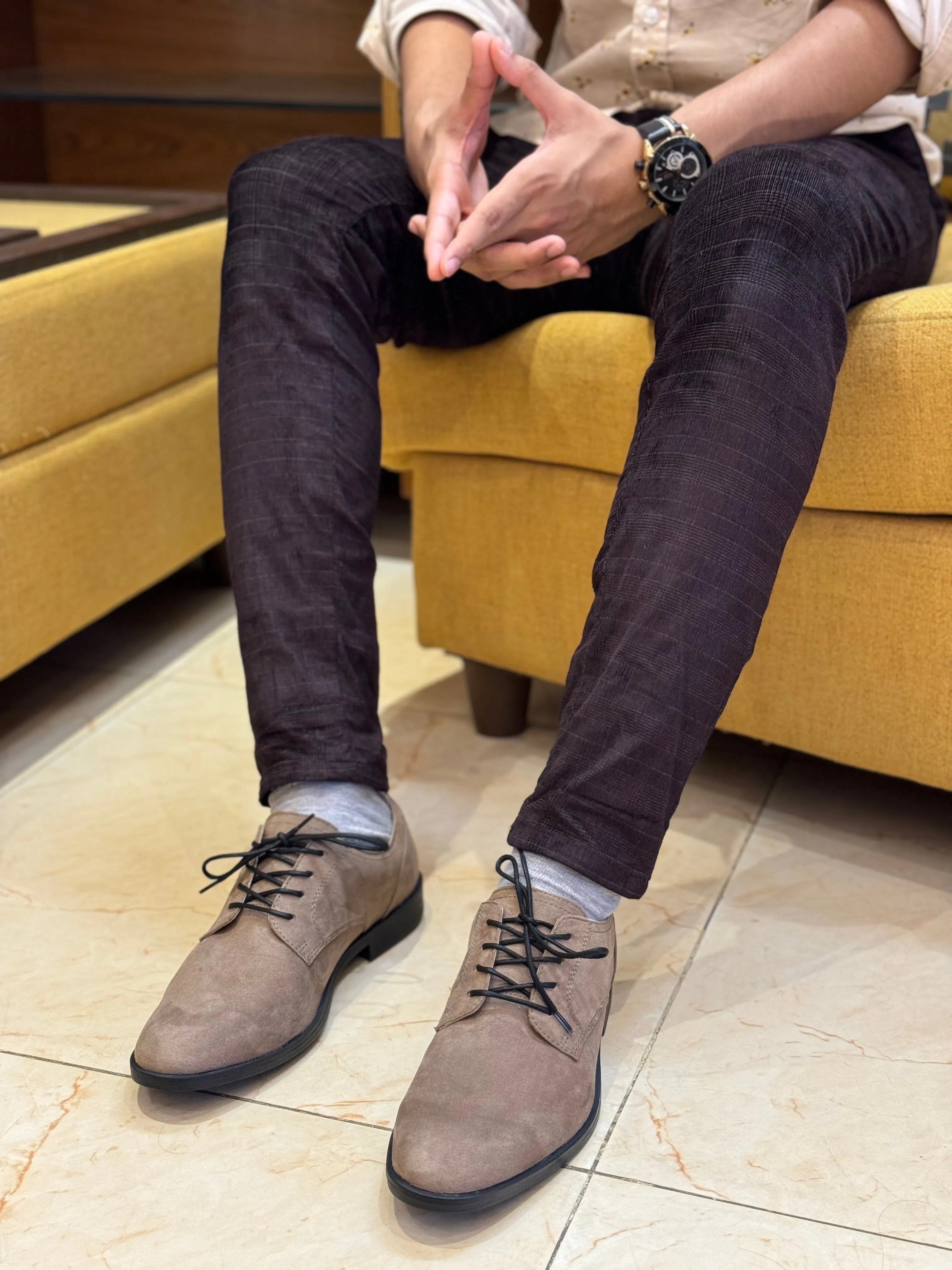 Mens Lace Up Shoes - beige